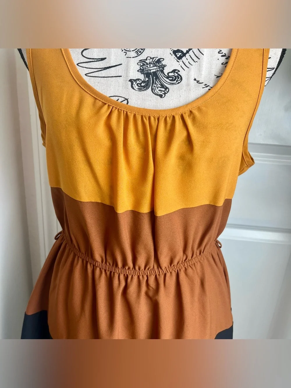 Jella Couture Colorblock Sleeveless Mini Dress Brown Sz L